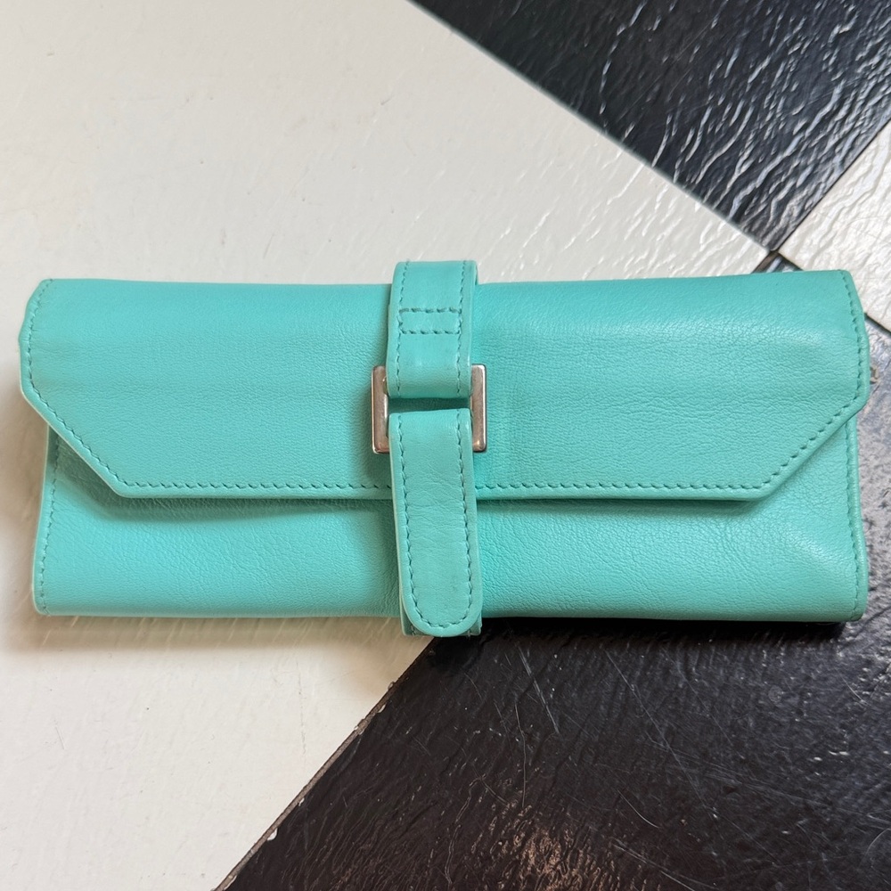 Aqua Leather jewelry roll RARE